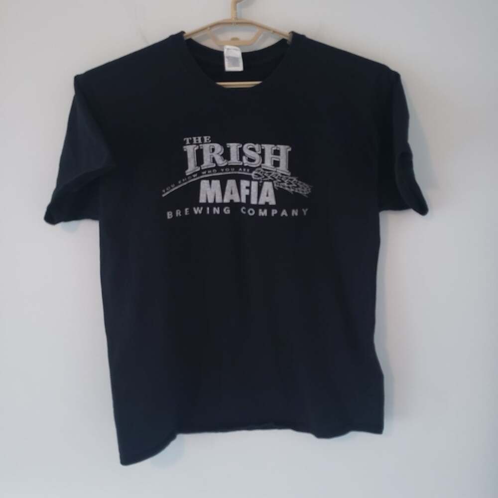 IRISH MAFIA BREWING CO black Double-Sided L T-Shirt